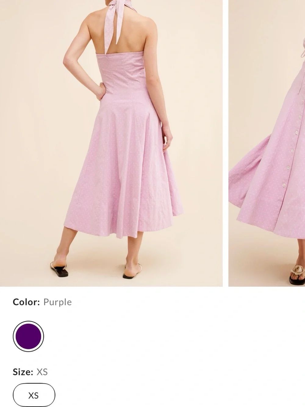 Free People Lilac Halter Button-Front Midi Dress - Picture 2 of 3